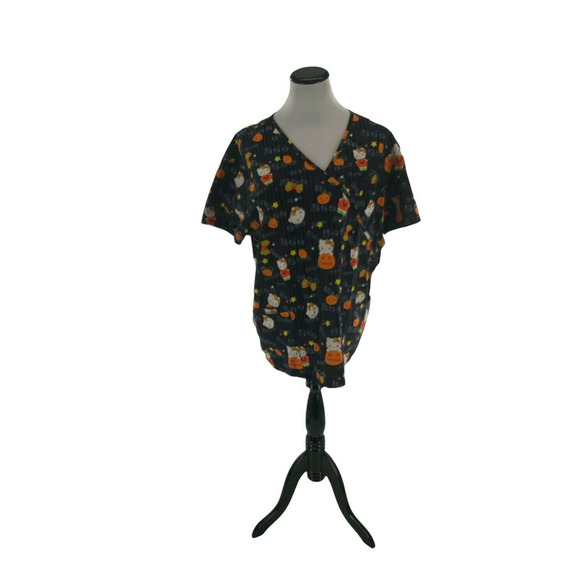 Hello Kitty By Sanrio Top Womens Size XL Short Sleeve Halloween Themed Scrub Top - Picture 4 of 10